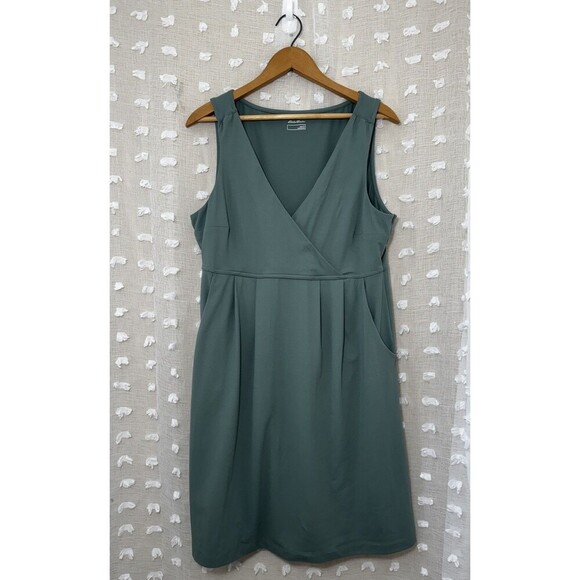 Eddie Bauer Women's Aster Crossover Dress Active Size Large Green Pockets - Picture 3 of 9
